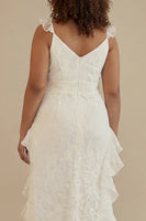 Load image into Gallery viewer, White Plus Size Ruffled Ankle Length Graduation Dress with Lace