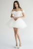 Load image into Gallery viewer, White Off The Shoulder A Line Tulle Short Graduation Dress with 3D Flowers