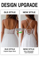 Load image into Gallery viewer, White A Line Tulle Long Rehearsal Dinner Dress with Embroidery