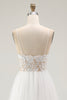 Load image into Gallery viewer, White A Line Tulle Long Rehearsal Dinner Dress with Embroidery