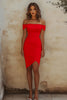 Load image into Gallery viewer, White Sheath Off the Shoulder Satin Graduation Dress