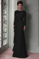 Load image into Gallery viewer, Elegant Blush Satin Sheath Mother of the Bride Dress with Long Sleeves