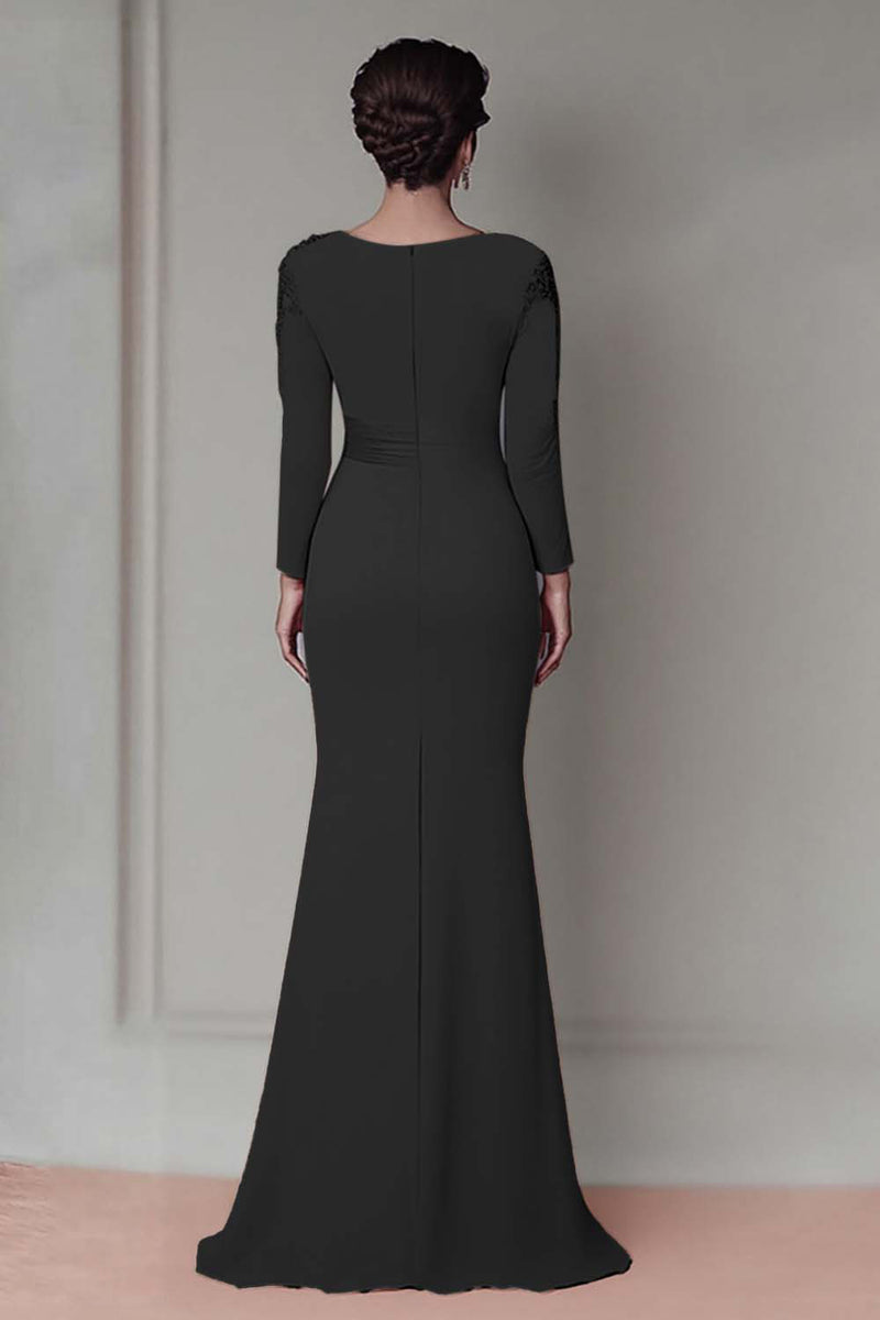 Load image into Gallery viewer, Elegant Blush Satin Sheath Mother of the Bride Dress with Long Sleeves