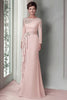 Load image into Gallery viewer, Elegant Blush Satin Sheath Mother of the Bride Dress with Long Sleeves
