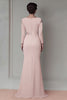 Load image into Gallery viewer, Elegant Blush Satin Sheath Mother of the Bride Dress with Long Sleeves