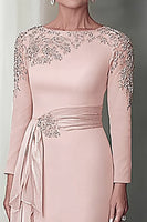 Load image into Gallery viewer, Elegant Blush Satin Sheath Mother of the Bride Dress with Long Sleeves