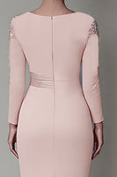 Load image into Gallery viewer, Elegant Blush Satin Sheath Mother of the Bride Dress with Long Sleeves
