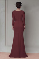 Load image into Gallery viewer, Elegant Blush Satin Sheath Mother of the Bride Dress with Long Sleeves