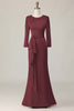 Load image into Gallery viewer, Elegant Blush Satin Sheath Mother of the Bride Dress with Long Sleeves