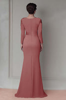 Load image into Gallery viewer, Elegant Blush Satin Sheath Mother of the Bride Dress with Long Sleeves