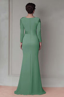 Load image into Gallery viewer, Taupe Satin Sheath Mother of the Bride Dress with Long Sleeves
