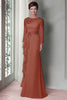 Load image into Gallery viewer, Taupe Satin Sheath Mother of the Bride Dress with Long Sleeves