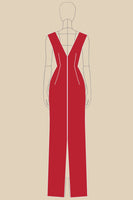 Load image into Gallery viewer, Red Sheath V-Neck Long Formal Dress