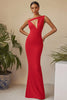 Load image into Gallery viewer, Red One Shoulder Sheath Long Formal Dress