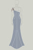 Load image into Gallery viewer, Dark Grey Sheath Satin Long Formal Dress with 3D Flowers