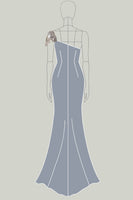 Load image into Gallery viewer, Dark Grey Sheath Satin Long Formal Dress with 3D Flowers