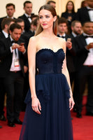 Load image into Gallery viewer, Sweetheart Navy Tiered Ruffled A Line Long Gala Dress