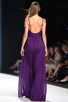 Load image into Gallery viewer, Spaghetti Straps Dark Purple Long Gala Jumpsuit