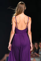 Load image into Gallery viewer, Spaghetti Straps Dark Purple Long Gala Jumpsuit