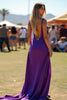 Load image into Gallery viewer, Sparkly Dark Purple Beaded Long Formal Dress with Slit
