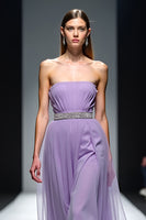 Load image into Gallery viewer, Lilac Strapless Ruched A Line Long Gala Dress