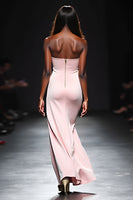 Load image into Gallery viewer, Square Neck Blush Satin Sheath Long Gala Dress