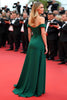 Load image into Gallery viewer, Dark Green Off the Shoulder A Line Long Gala Dress