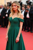Load image into Gallery viewer, Dark Green Off the Shoulder A Line Long Gala Dress