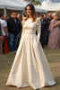 Load image into Gallery viewer, Apricot Scoop Floral A Line Long Formal Dress with Sleeves