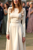 Load image into Gallery viewer, Apricot Scoop Floral A Line Long Formal Dress with Sleeves