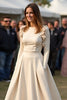 Load image into Gallery viewer, Apricot Scoop Floral A Line Long Formal Dress with Sleeves