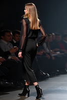 Load image into Gallery viewer, Scoop Black Column Gala Jumpsuit with Long Sleeves