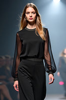 Load image into Gallery viewer, Scoop Black Column Gala Jumpsuit with Long Sleeves