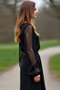 Load image into Gallery viewer, Black Scoop Column Formal Dress with Long Sleeves