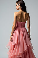 Load image into Gallery viewer, Dusty Rose Ruched Strapless Ruched Long Prom Dress
