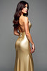 Load image into Gallery viewer, Halter Golden Metalic Long Prom Dress with Slit