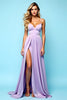 Load image into Gallery viewer, Lilac A Line Ruched Chiffon Bridesmaid Dress with Slit