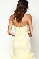 Load image into Gallery viewer, Yellow Strapless Sheath Long Prom Dress with Ruffles