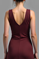 Load image into Gallery viewer, Cabernet V-Neck Sheath Long Satin  Formal Dress
