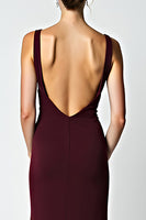 Load image into Gallery viewer, Cabernet Sheath Tea Length Satin Bridesmaid Dress
