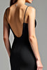 Load image into Gallery viewer, Black Spaghetti Straps Backless Long Satin Formal Dress