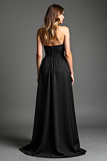 Black A Line Sweetheart Long Formal Dress