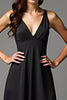Load image into Gallery viewer, Black A Line V-Neck Long Satin Formal Dress