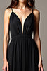 Load image into Gallery viewer, Black Pleated Deep V-Neck Long Tulle Formal Dress