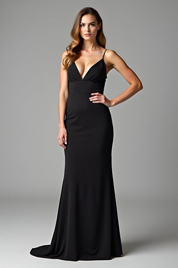 Modest Black Sheath Long Formal Dress