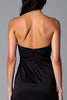Load image into Gallery viewer, Black Sheath Halter Satin Formal Dress with Slit