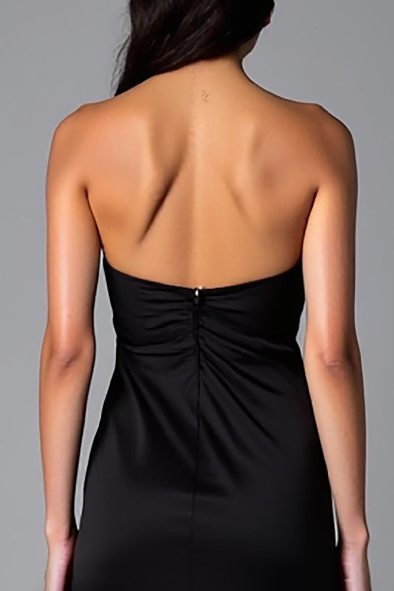 Load image into Gallery viewer, Black Sheath Halter Satin Formal Dress with Slit