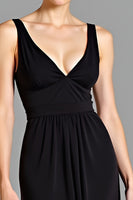 Load image into Gallery viewer, A Line Black V-Neck Long Backless Formal Dress