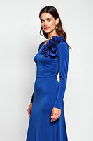 Load image into Gallery viewer, Sheath Royal Blue Long Sleeves Mother of the Bride Dress with 3D Flowers
