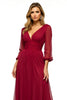 Load image into Gallery viewer, Burgundy Backless A Line Long Mother of the Bride Dress with Half Sleeves